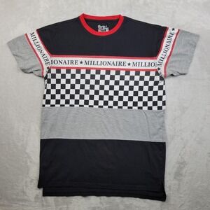 Bleecker & Mercer Shirt Mens XL Black Gray Red Millionaire Checkered Graphic Tee